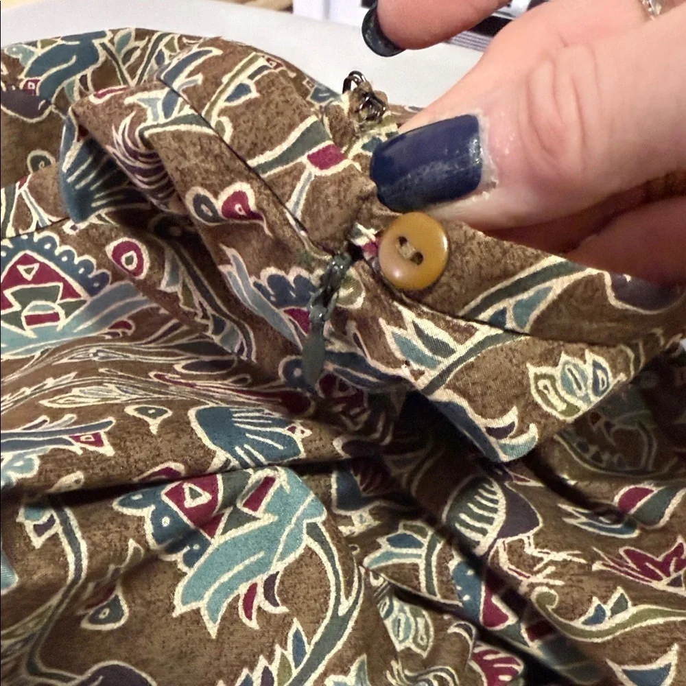 Peruvian Connection Jewel Tone Floral Kick Pleat Midi Length Cotton Skirt 16 - Picture 5 of 8